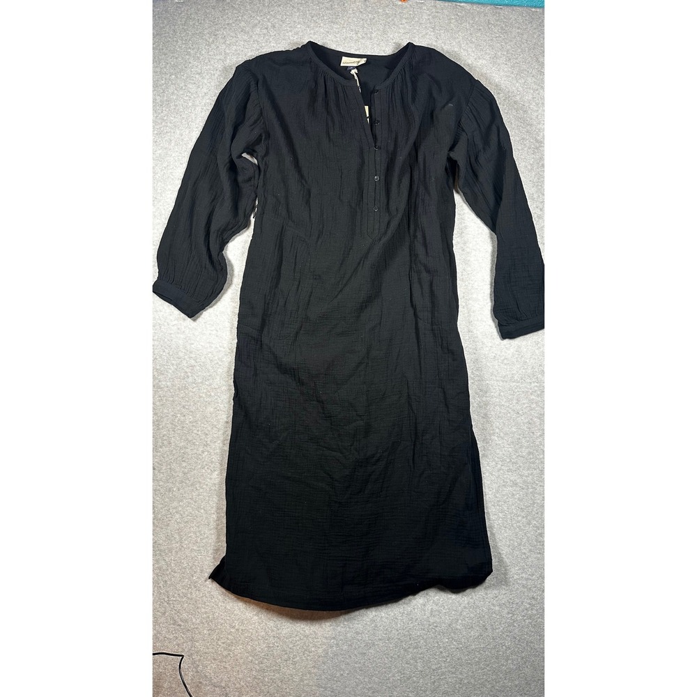 Universal Thread Womens Ebony Black Gauze Henley Midi Dress XS NWT